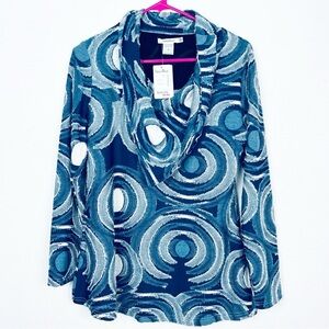 NWT feratelli size S blue textured cowl neck sweater